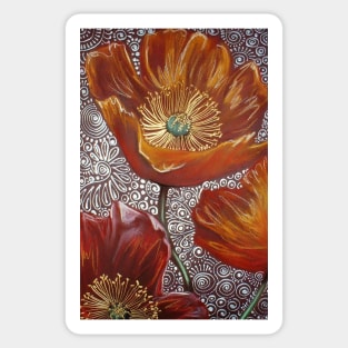 Fiery Red Poppies Sticker